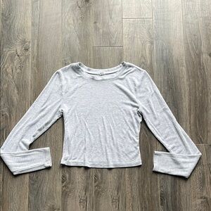 Garage Gray Long Sleeve Ribbed Top
